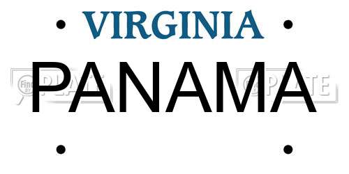 PANAMA Virginia License Plate