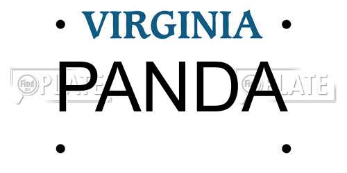 PANDA Virginia License Plate