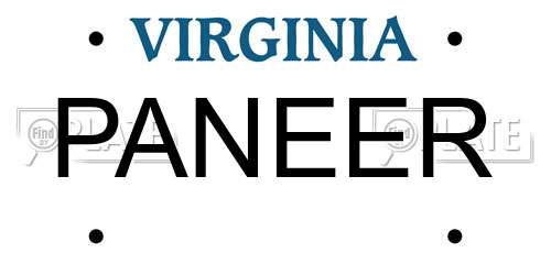 PANEER Virginia License Plate