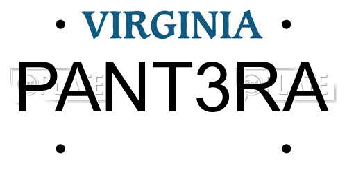 PANT3RA Virginia License Plate