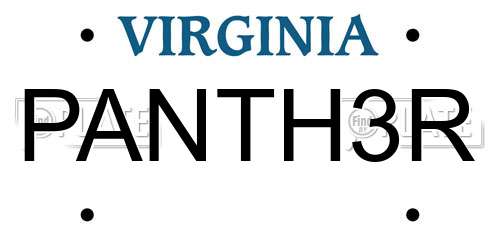 PANTH3R Virginia License Plate