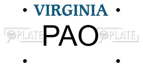 PAO Virginia License Plate