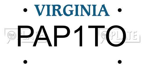 PAP1TO Virginia License Plate