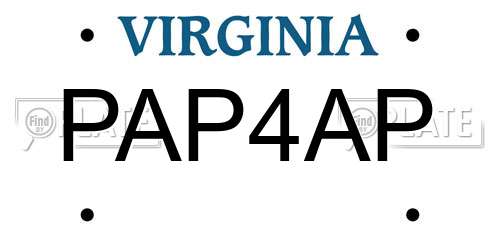 PAP4AP Virginia License Plate