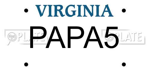 PAPA5 Virginia License Plate
