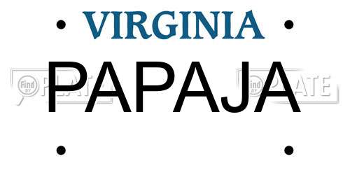 PAPAJA Virginia License Plate