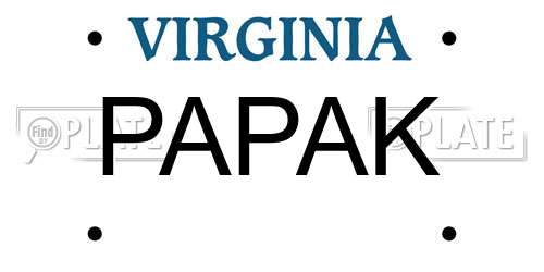 PAPAK Virginia License Plate