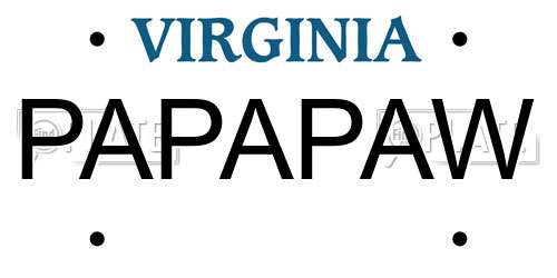 PAPAPAW Virginia License Plate