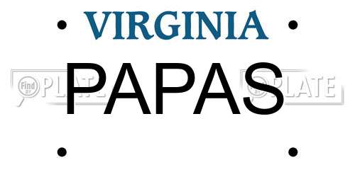 PAPAS Virginia License Plate