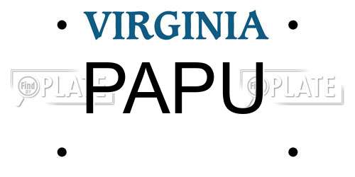 PAPU Virginia License Plate