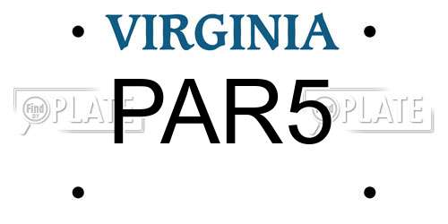 PAR5 Virginia License Plate