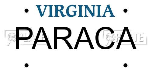 PARACA Virginia License Plate