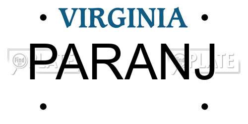PARANJ Virginia License Plate