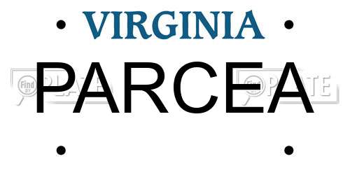 PARCEA Virginia License Plate