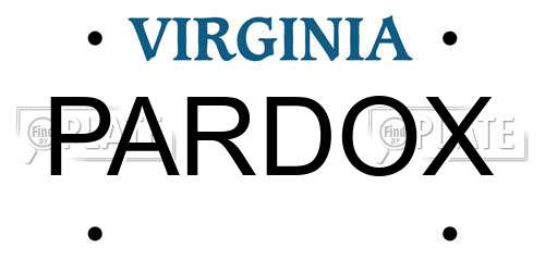 PARDOX Virginia License Plate