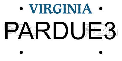 PARDUE3 Virginia License Plate