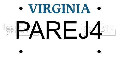 PAREJ4 Virginia License Plate