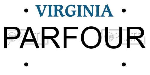 PARFOUR Virginia License Plate