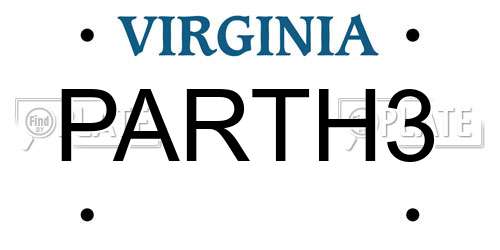 PARTH3 Virginia License Plate
