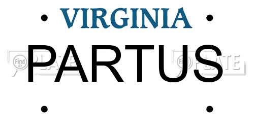 PARTUS Virginia License Plate