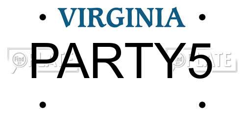 PARTY5 Virginia License Plate