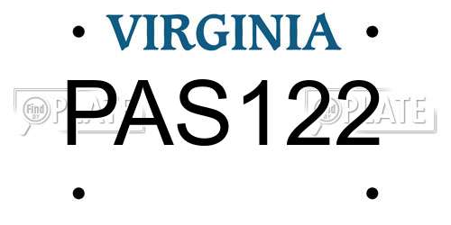 PAS122 Virginia License Plate