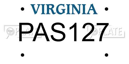 PAS127 Virginia License Plate
