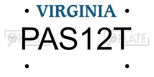 PAS12T Virginia License Plate