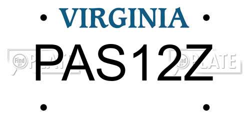 PAS12Z Virginia License Plate