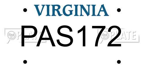PAS172 Virginia License Plate