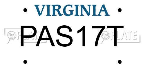 PAS17T Virginia License Plate