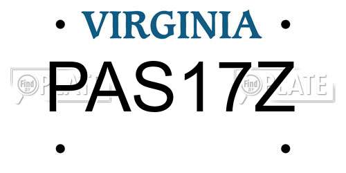 PAS17Z Virginia License Plate