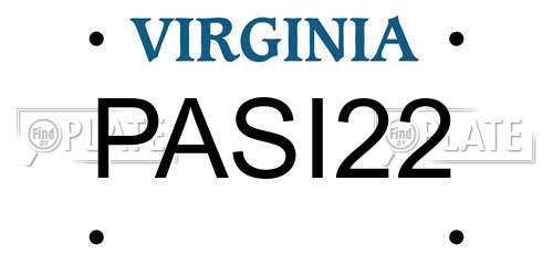PASI22 Virginia License Plate