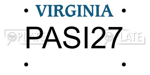 PASI27 Virginia License Plate