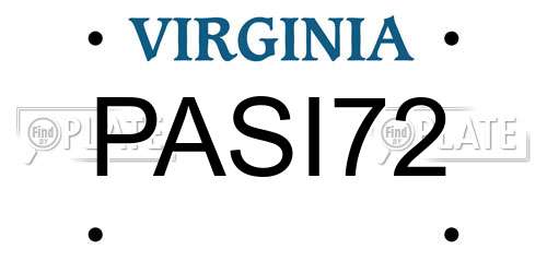 PASI72 Virginia License Plate