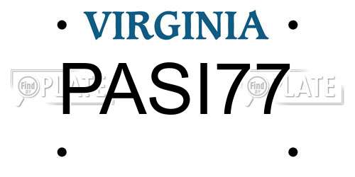 PASI77 Virginia License Plate
