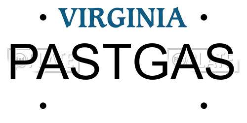 PASTGAS Virginia License Plate