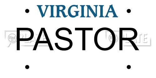 PASTOR Virginia License Plate