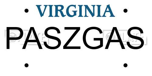PASZGAS Virginia License Plate