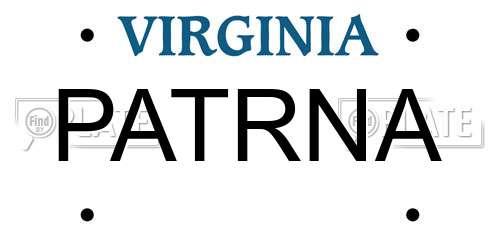 PATRNA Virginia License Plate