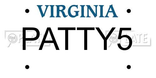 PATTY5 Virginia License Plate