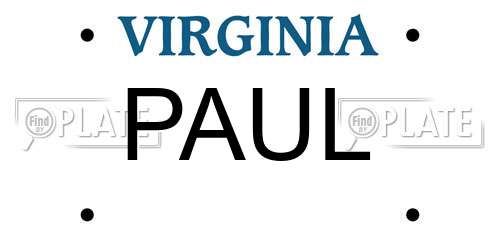 PAUL Virginia License Plate