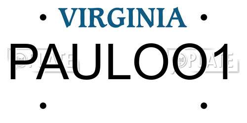PAULOO1 Virginia License Plate