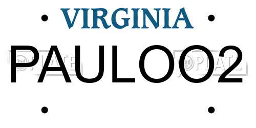 PAULOO2 Virginia License Plate