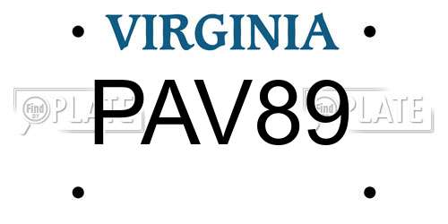 PAV89 Virginia License Plate