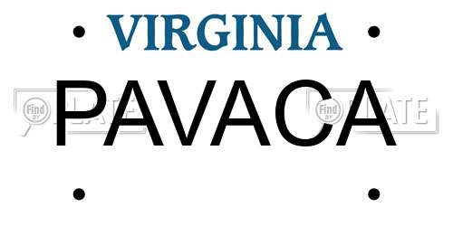 PAVACA Virginia License Plate