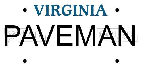 PAVEMAN Virginia License Plate