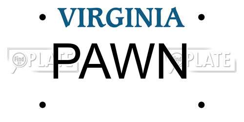 PAWN Virginia License Plate