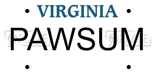PAWSUM Virginia License Plate