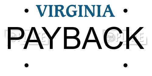 PAYBACK Virginia License Plate